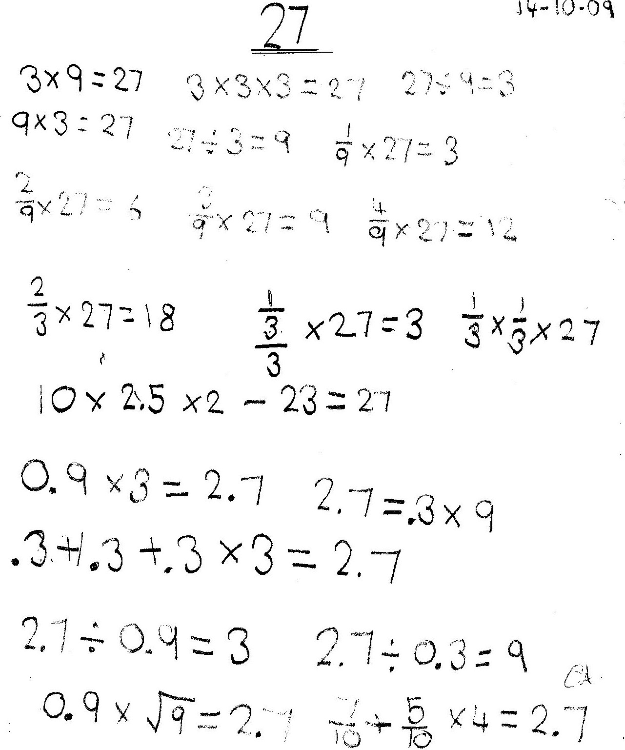 Year 4 – written after study of 27